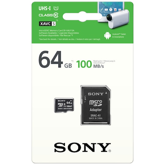 Sony Micro SD muistikortti 64 GB + adapteri
