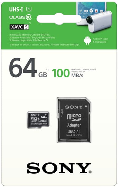 Sony Micro SD muistikortti 64 GB + adapteri