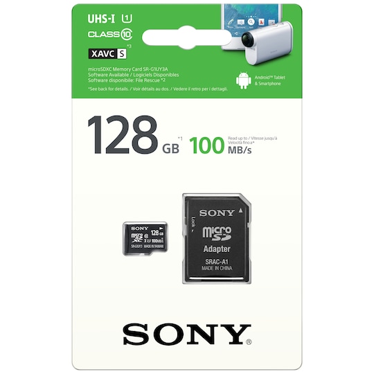 Sony Micro SD muistikortti 128 GB + adapteri