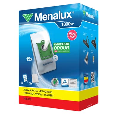 Menalux pölypussit ja suodattimet 1800VP (Electrolux/Philips)