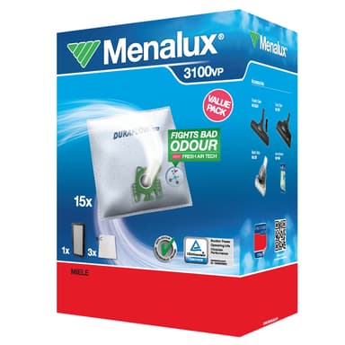 Menalux pölypussi 3100 - Säästöpakkaus Miele S4/S6 sarjoille