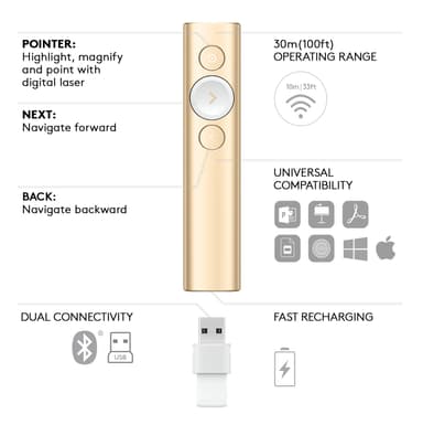 Logitech Spotlight esityskaukosäädin (kulta)