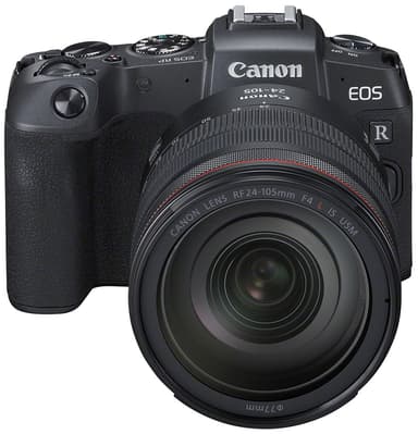 Canon EOS RP kamera + RF 24-105 mm ja EF-EOS R Mount Adapter