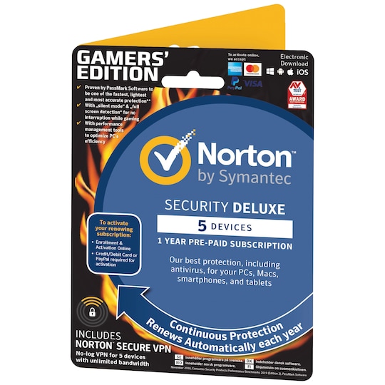 Norton Security Deluxe Gamers Edition virustorjunta 5 laitteelle