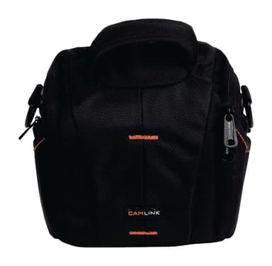 Kameran olkalaukku 152x146x65mm, musta/ oranssi