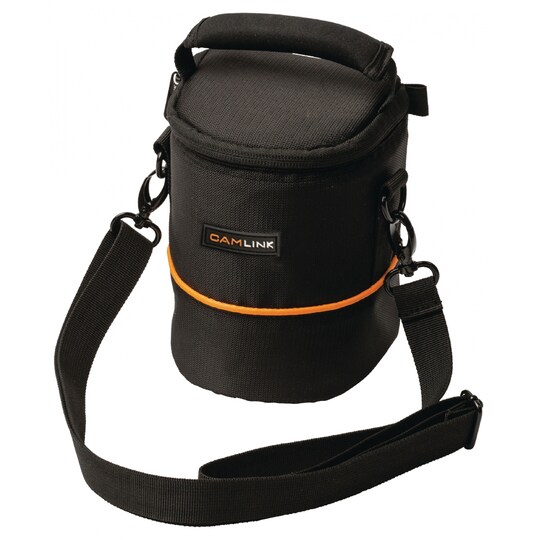 Camera lens bag 105x130x100, black/orange