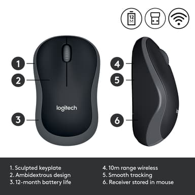 Logitech langaton hiiri M185 (harmaa)