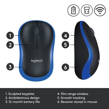 Logitech langaton hiiri M185 (sininen)