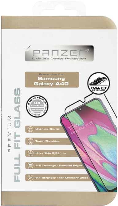 Panzer Full-Fit Samsung Galaxy A40 näytönsuoja (musta)