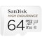 SanDisk MicroSDXC Endurance muistikortti SD adapterilla 64 GB