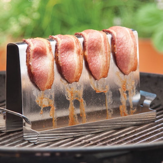 Ruostumaton bacon grillaus teline