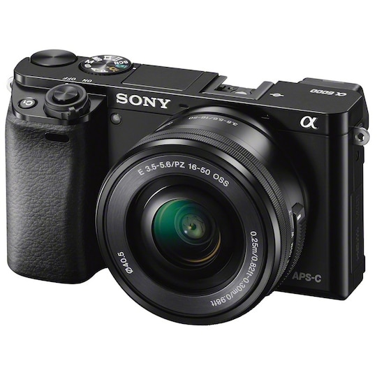 Sony A6000 järjestelmäkamera + 16-50mm PZ (musta)