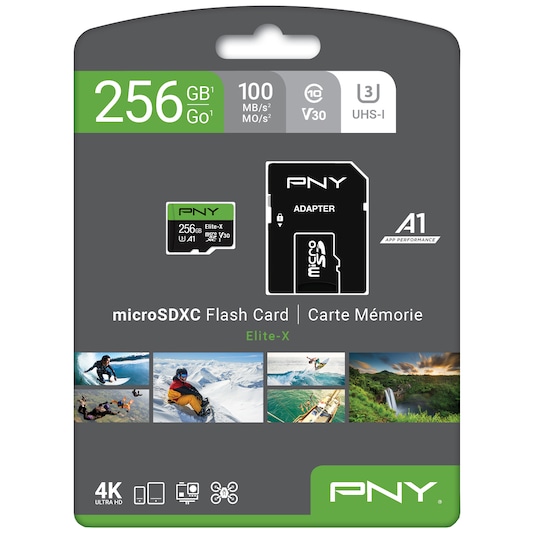 PNY Elite-X Micro SDXC U3 V30 muistikortti 256GB