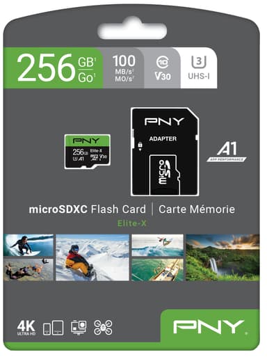 PNY Elite-X Micro SDXC U3 V30 muistikortti 256GB