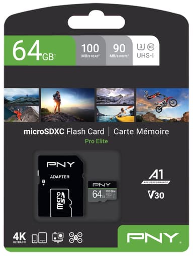 PNY PRO Elite Micro SDXC U3 V30 muistikortti 64 GB
