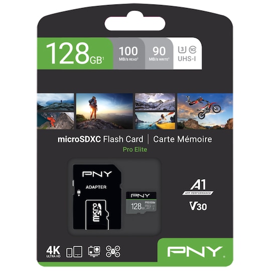 PNY PRO Elite Micro SDXC U3 V30 muistikortti 128 GB