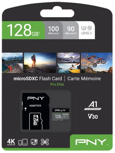 PNY PRO Elite Micro SDXC U3 V30 muistikortti 128 GB