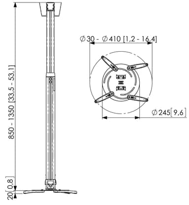 Vogels Pro PPC 2585 projektorin kattoteline (hopea)