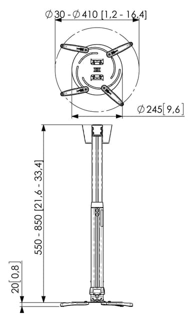 Vogels Pro PPC 2555 projektorin kattoteline (hopea)