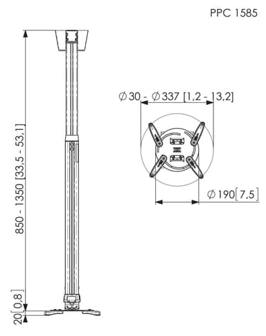Vogels Pro PPC 1585 projektorin kattoteline (valk.)