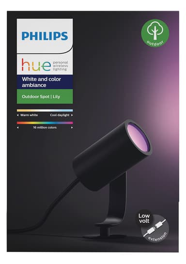 Philips Hue Lily ulkovalaisin piikillä musta 1x18W