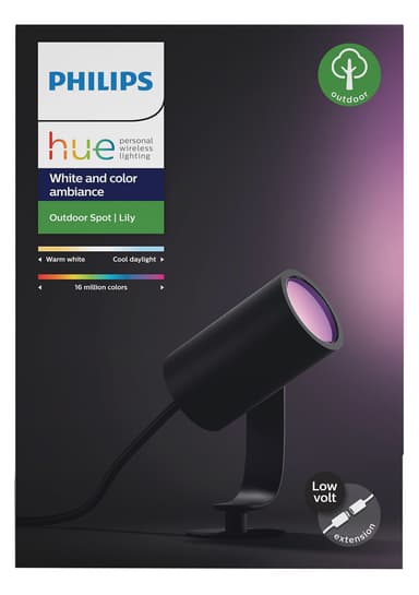 Philips Hue Lily ulkovalaisin piikillä musta 1x8W