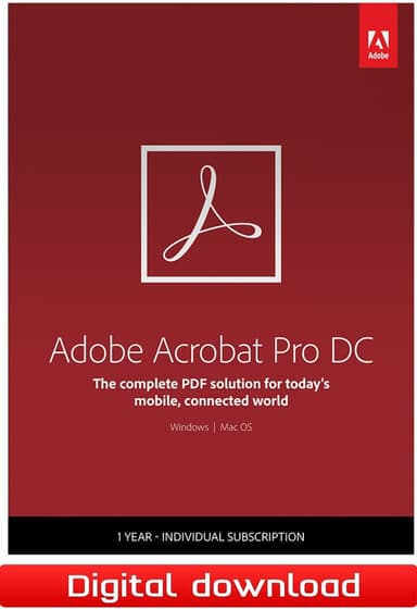 Adobe Acrobat Pro DC - 1 vuoden tilaus - PC Windows, Mac OSX