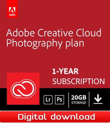 Adobe Creative Cloud Photography jäsenyys (20 GB tallennustilaa, 1 v.)