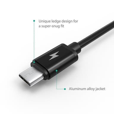 RAVPower 5 x USB 2.0 että Micro USB kaapeli paketti (0.3 m + 2 x 0.9 m + 1.8 m + 3.0 m), Musta