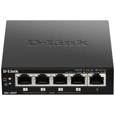 D-Link DGS-1005P 5 portin Gigabit PoE+ Ethernet kytkin
