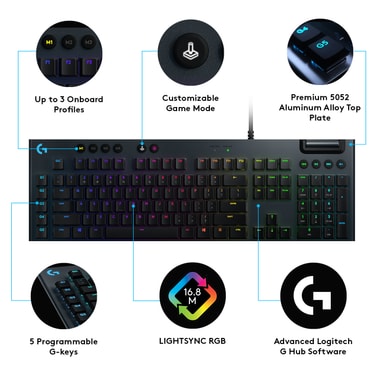 Logitech G815 pelinäppäimistö, GL Clicky kytkimet