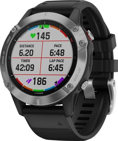Garmin Fenix 6 urheilukello 47 mm (hopea/musta)