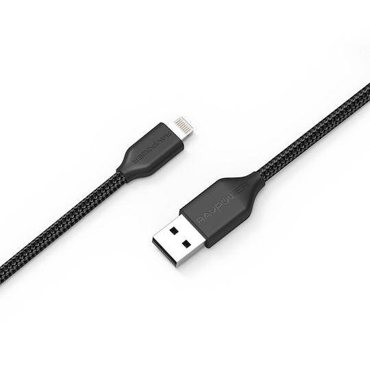 RAVPower Kevlar 0,9m USB-A että MFi Lightning Nylon Yarn Braided Kaapeli, Musta