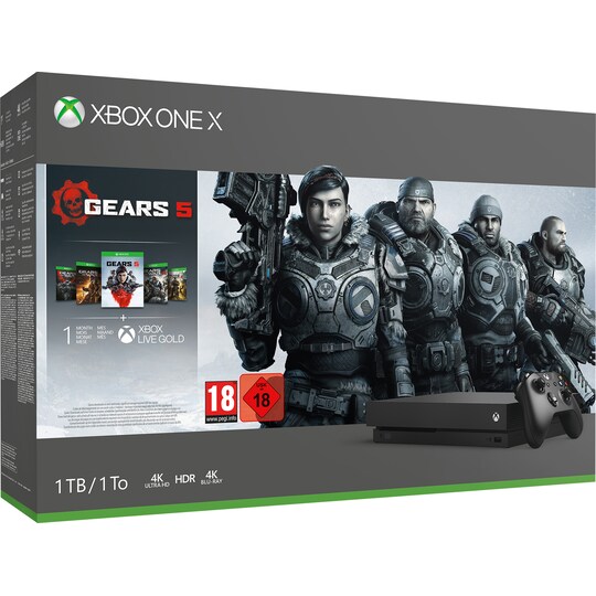 Xbox One X 1 TB + Gears 5 (musta)