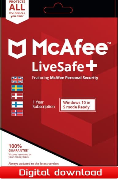 McAfee LiveSafe Plus 12 kk - PC, Mac, iOS, Android