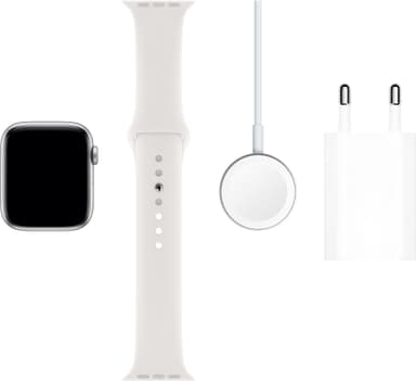 Apple Watch Series 5 44mm (hopea/valkoinen urheiluranneke)