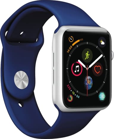 Puro Icon Apple Watch silikoninen urheiluranneke 42-44 mm (tum.sininen)