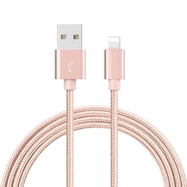 Punottu datakaapeli iPhone 2 m - Rose Gold