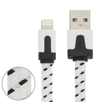 Tekstiilikaaplei Lightning iPhone 5 / 5S / 5C / SE / 6 / 6s / 6 Plus - Valkoinen