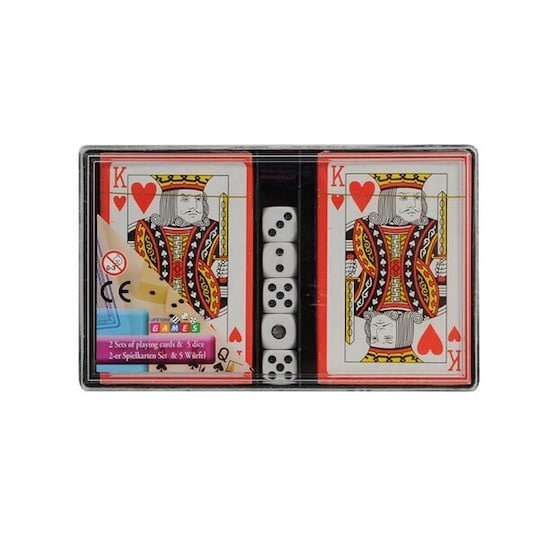 Pelilaatikko - 2 Korttipakkaa & 5 Noppaa