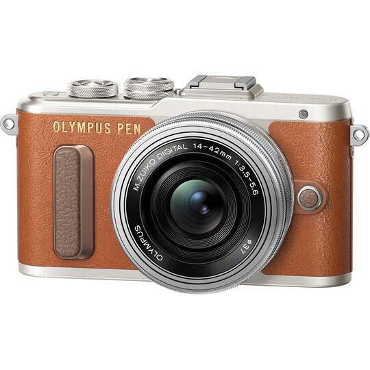 Olympus PEN E-PL8 CSC kamera +14-42 mm objektiivi Pancake Kit (ruskea)