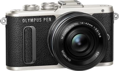 Olympus PEN E-PL8 CSC kamera +14-42 mm objektiivi Pancake Kit (musta)