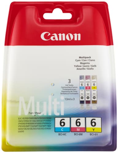 Canon BCI-6 mustekasetti (3 värin monipakkaus)