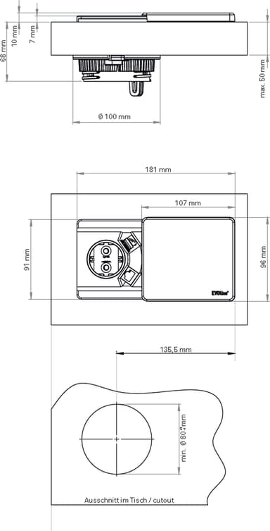 EVOline Square80 QI pistorasia (valkoinen)