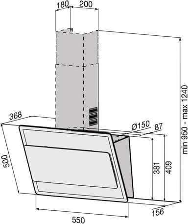 Savo CH-6906-B liesituuletin 55 cm musta lasi