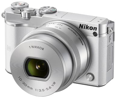 Nikon 1 J5  järjestelmäkamera + 10-30 mm (valk)