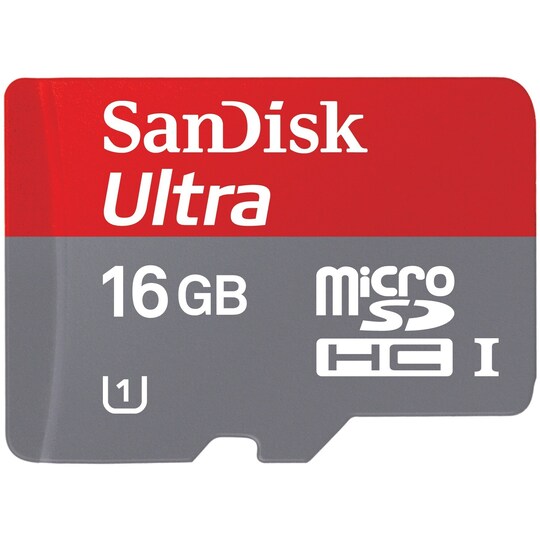 SanDisk Ultra 16 GB microSDHC muistikortti ja adapteri