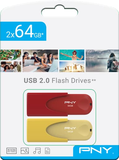 PNY Attache 4 Colors USB 2.0 muistitikku 64 GB (2 kpl)