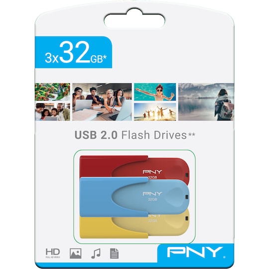 PNY Attache 4 Colors USB 2.0 muistitikku 32 GB (3 kpl)