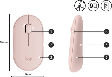 Logitech Pebble M350 langaton hiiri (ruusu)
